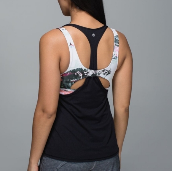 Lululemon All Sport Support tank with bra. Black & Pigment wave graphic.4. - Picture 1 of 9